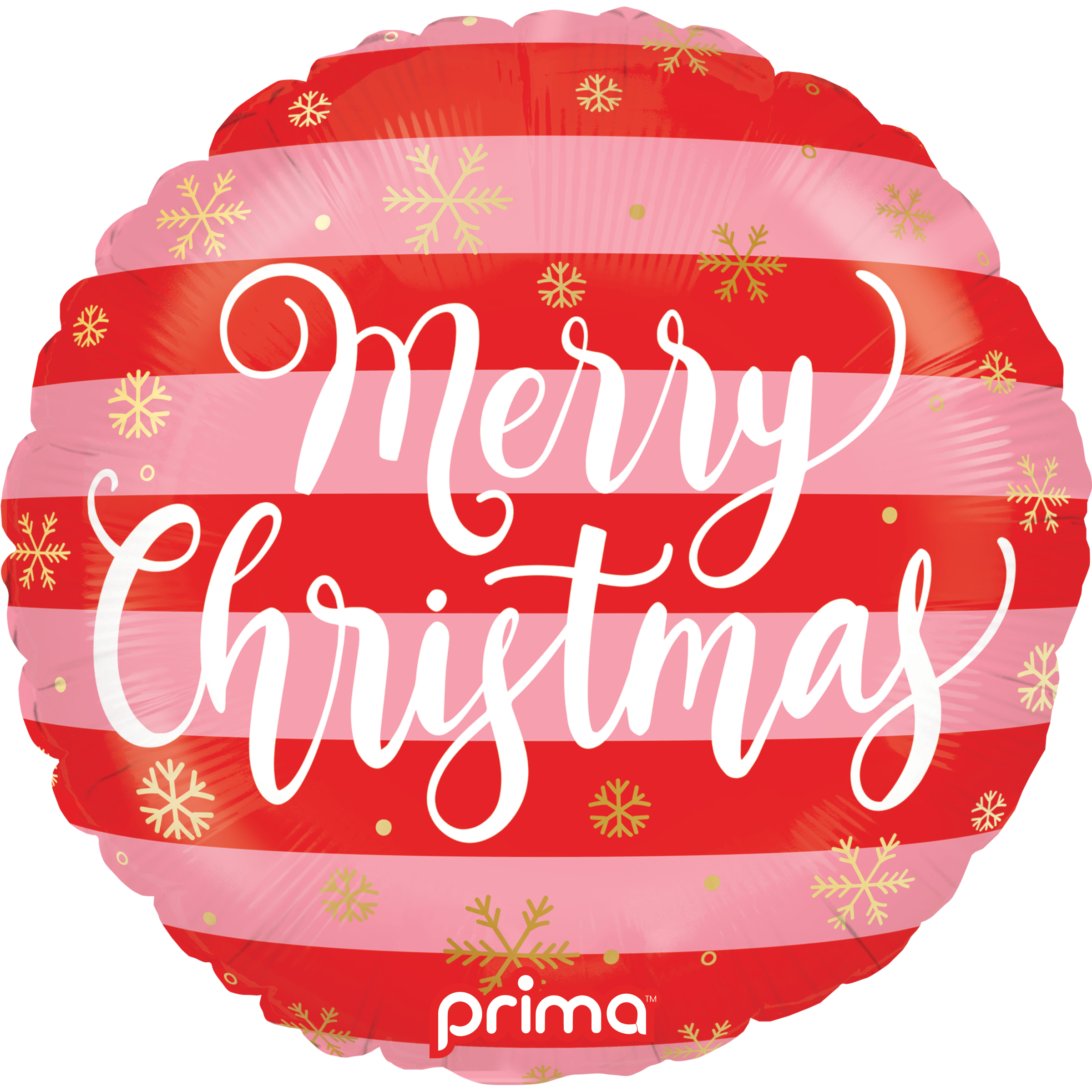 PRIMA 18" Round Merry Christmas Pink & Red Stripes
